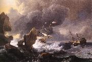BACKHUYSEN, Ludolf Ships in Distress off a Rocky Coast oil painting on canvas